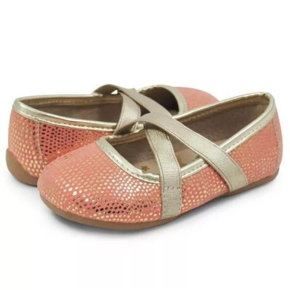 NWOB Livie & Luca Shoes‎ Ballet Flats Aurora Golden Coral Shimmer Size 6